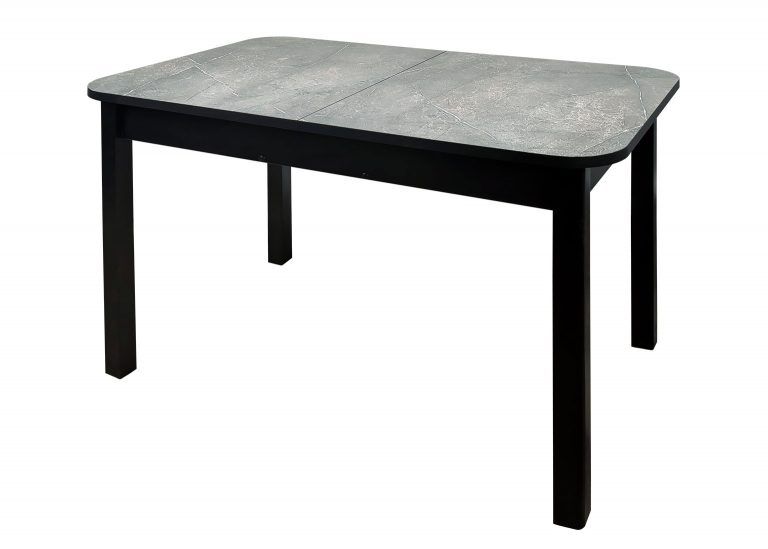 Стол Премьер раздвижной 110 x 70 (+40) см / Прямоугольный / Пластик Каспий срез камня / Опора 9 (дерево) Чёрная РУСТ